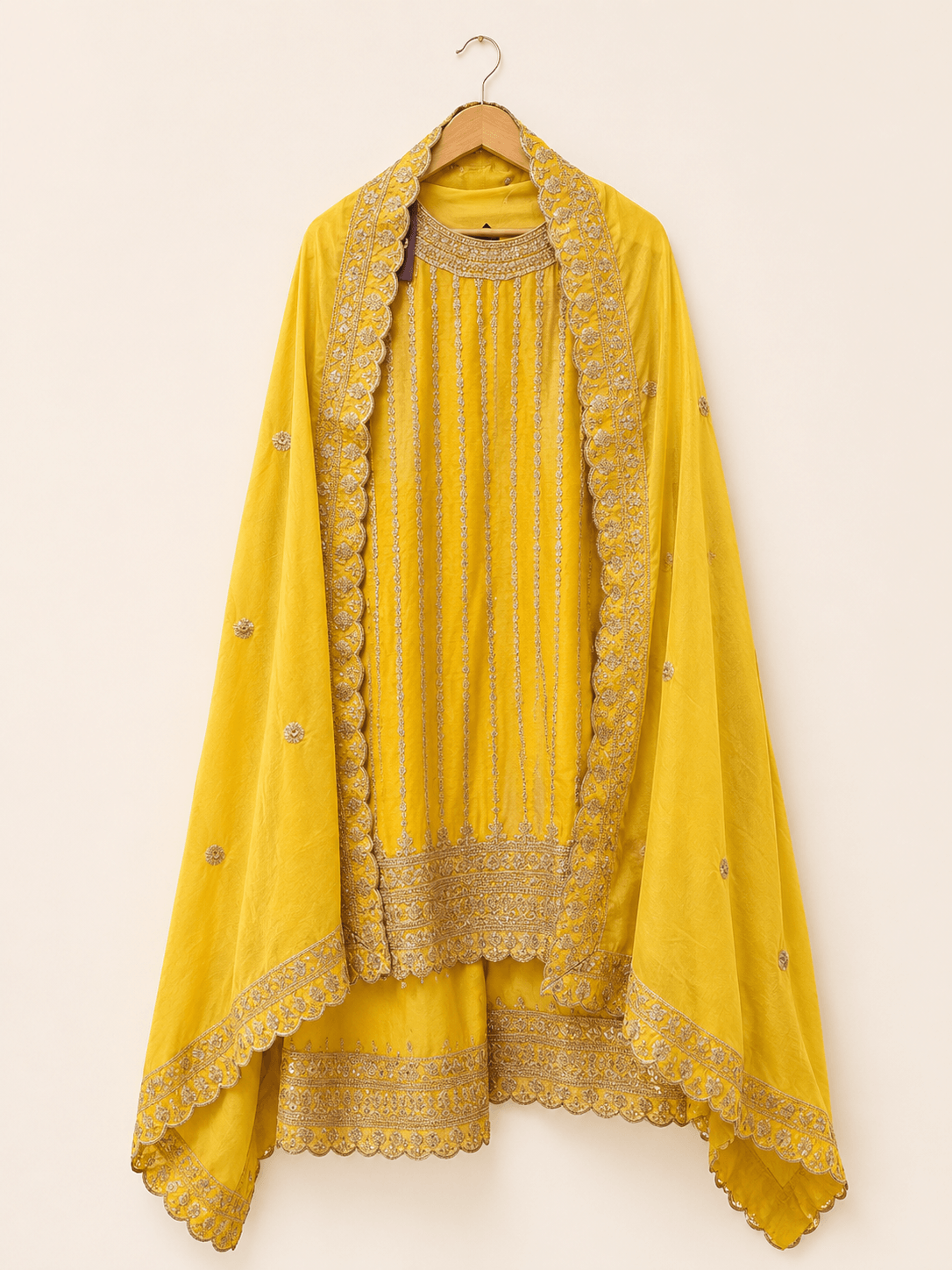Sunshine Yellow Handcrafted Embroidered Suit Set
