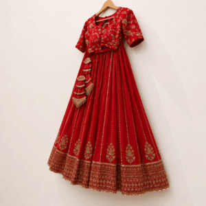 Royal Crimson Embroidered Anarkali Gown