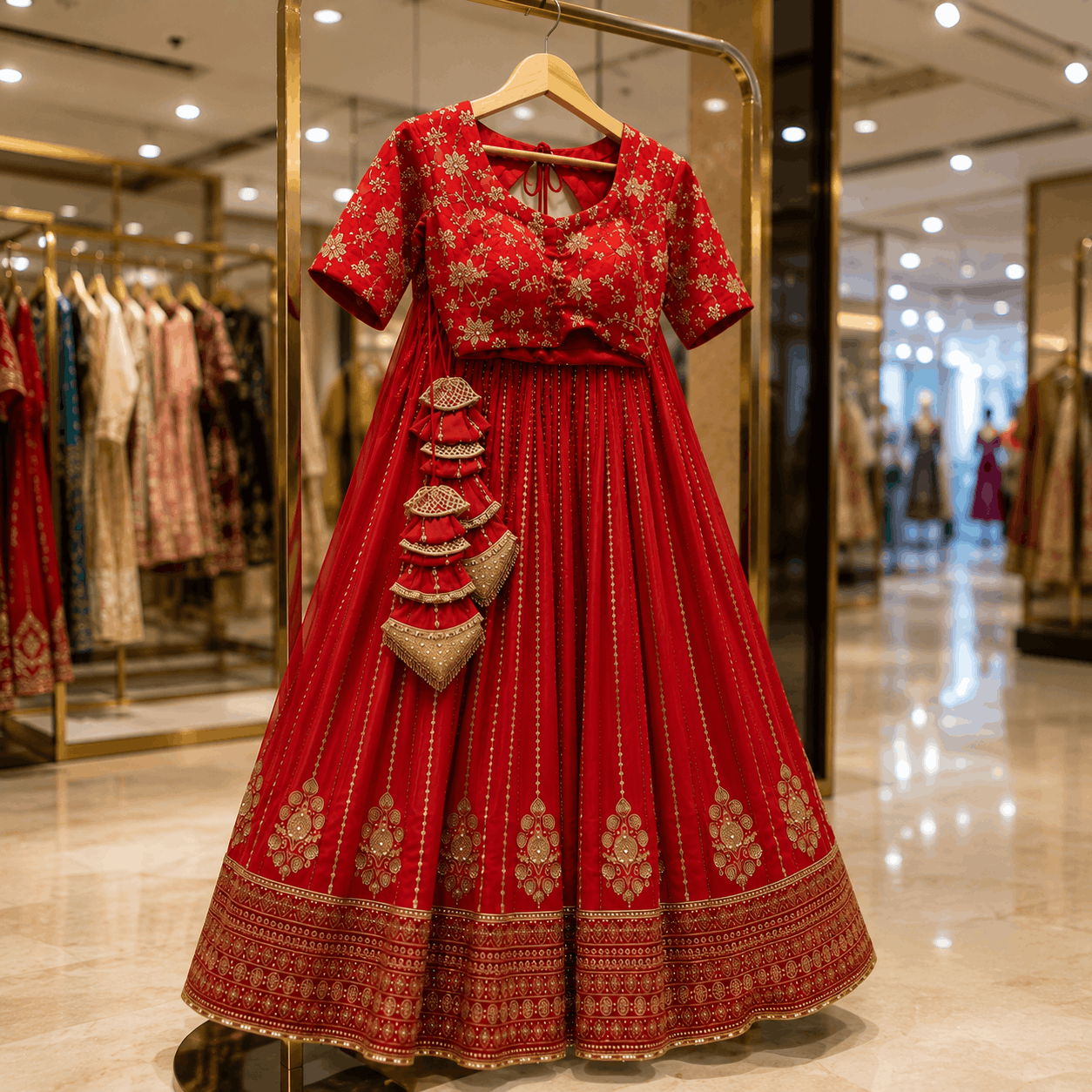 Royal Crimson Embroidered Anarkali Gown - Image 2
