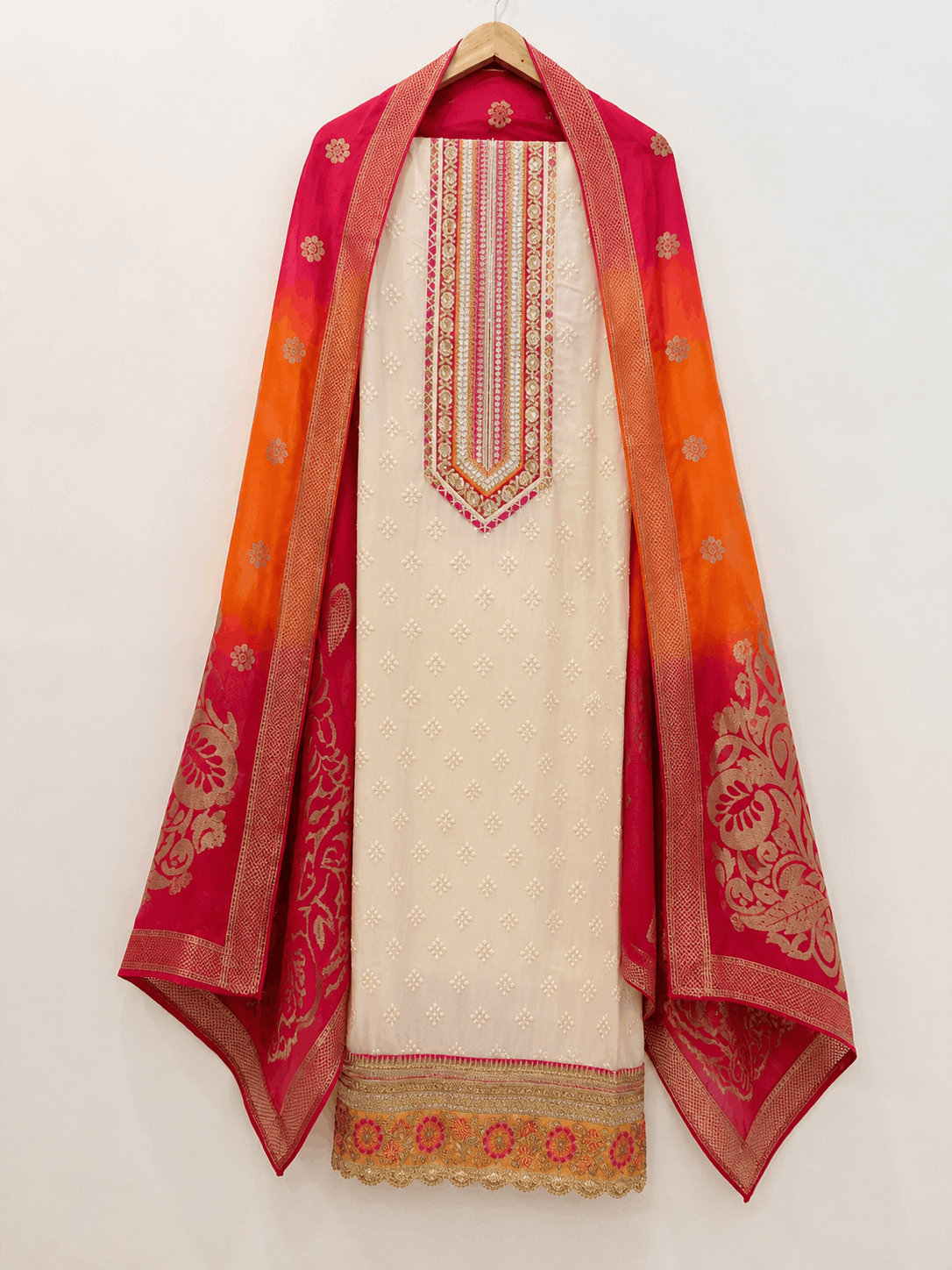 Noor Ivory Ombre Dupatta Suit Set