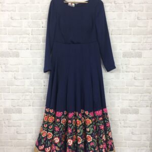 Midnight Bloom Embroidered Border Fit & Flare Dress