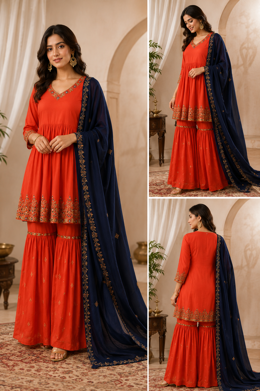 Tangerine Noor Handcrafted Sharara Set - Image 3