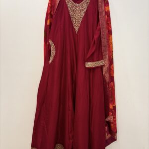Ruhani Red Embroidered Anarkali Suit Set