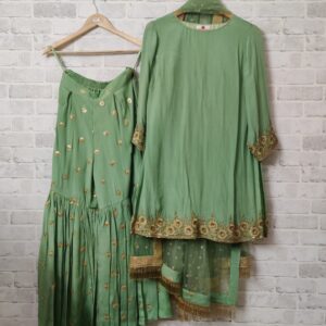 Mehreen Hand-Embroidered Pure Chinon Sharara Set