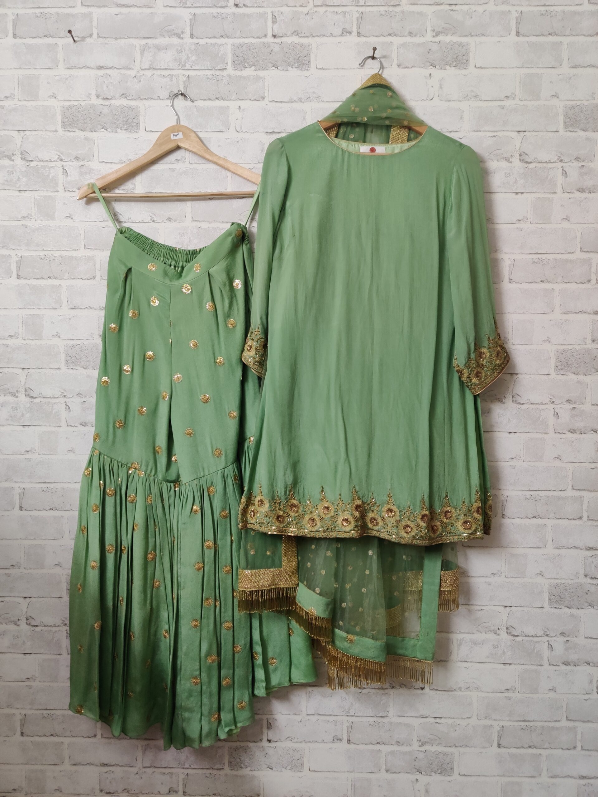 Mehreen Hand-Embroidered Pure Chinon Sharara Set