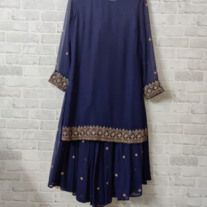Noor Navy Blue Embroidered Georgette Sharara Set