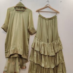 Sage Serenity Handcrafted Sharara Set