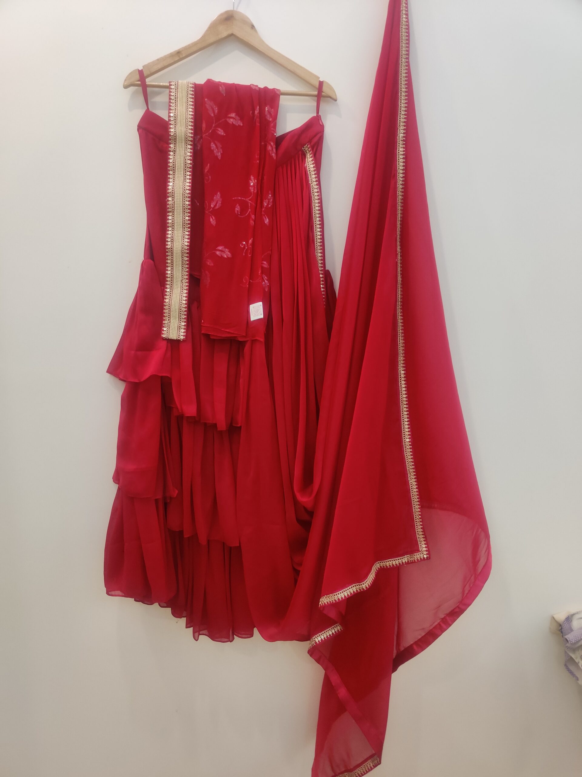 Rani Luxe 3-Tier Georgette pre stitched Saree - Image 2